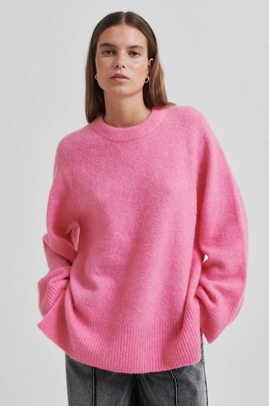 Second Female Roy Knit Raglan O-Neck pink-cosmos