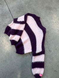 Strickpullover mit Patch pflaume/rosa