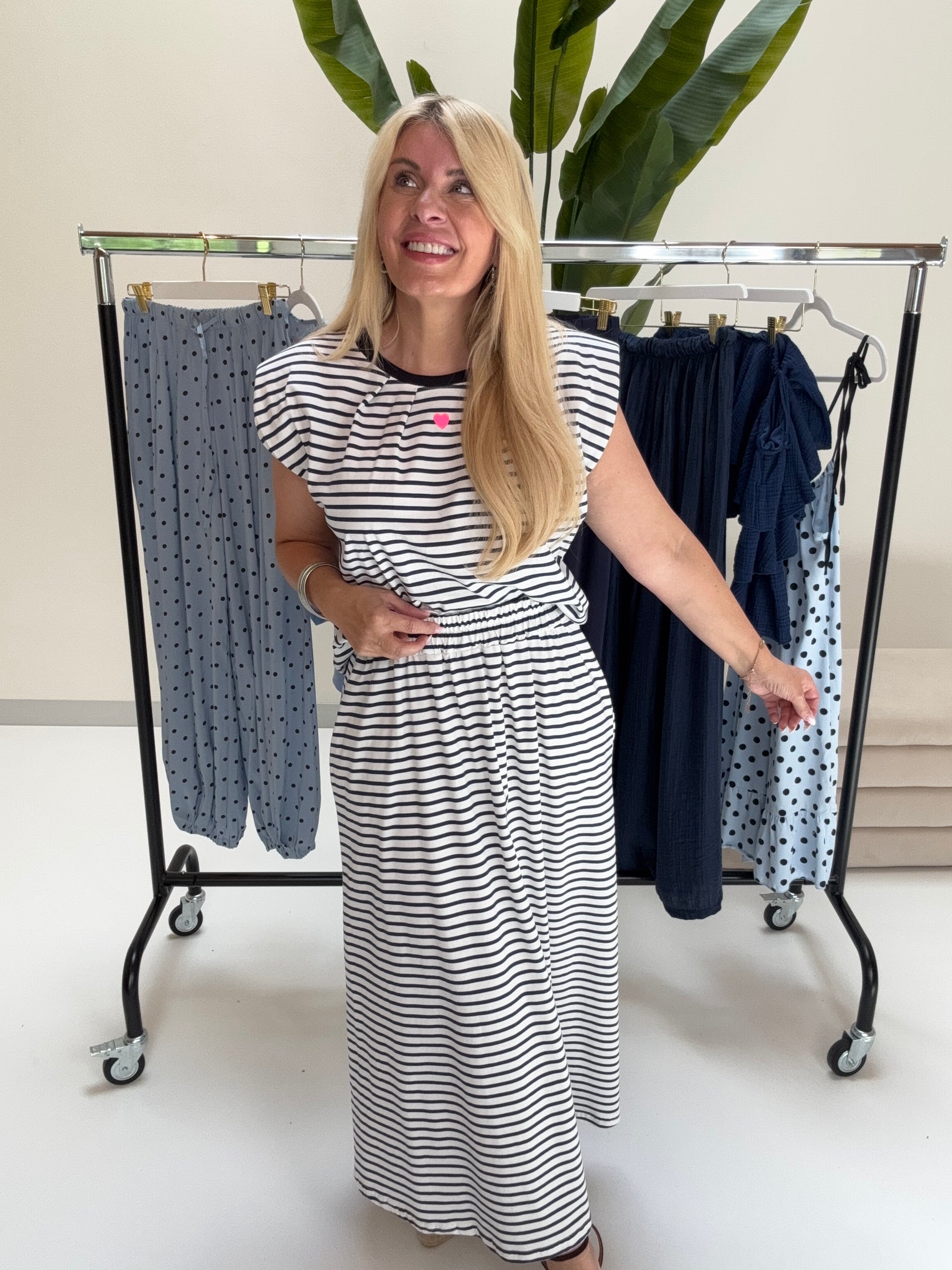 Statement Shirt mit leichten Schulterpolstern LITTLE HEART weiß/blueberry