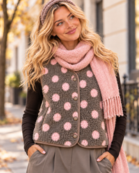 DOTS Weste Teddy taupe/rosa