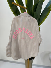 Bluse GOOD KARMA CLUB taupe/weiß gestreift