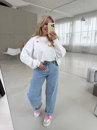 Stretch Mom Jeans WHITE SPAKLE
