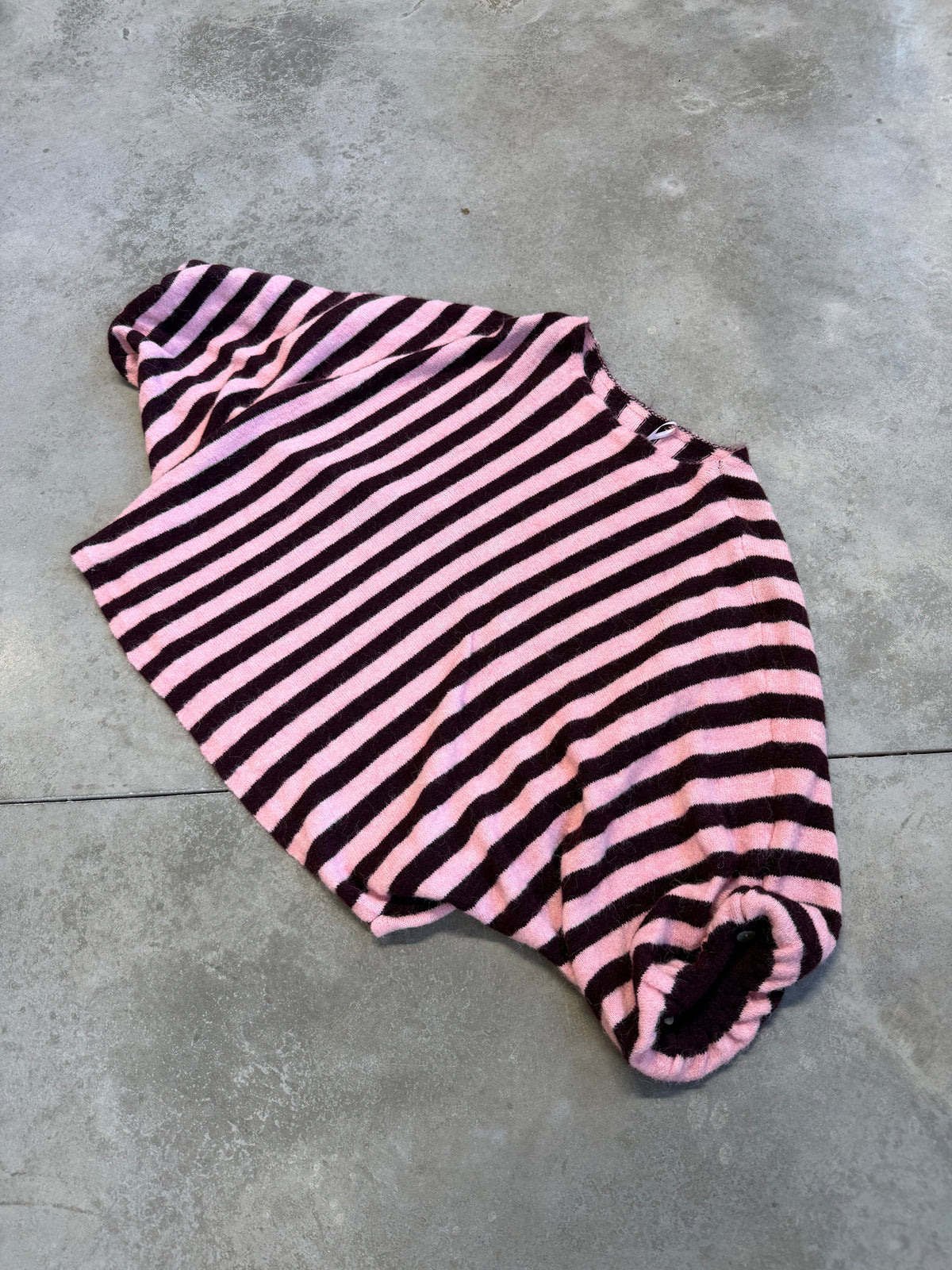 Oversize Strickpullover Stripes mit Alpakaanteil rosa Burgundy