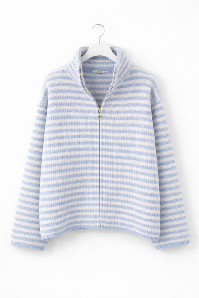 Zipper Strickjacke weißxblau COZY KINDNESS