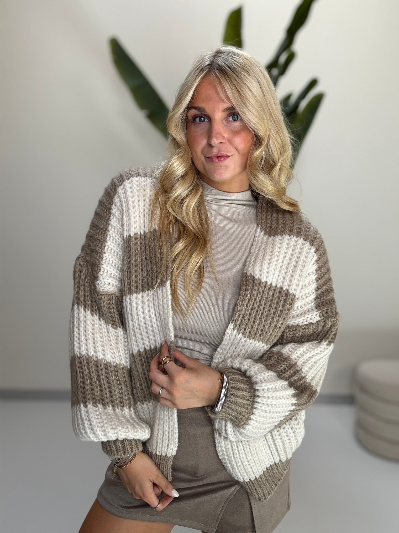 Strickjacke ONLY COZY VIBES creme/soft taupe