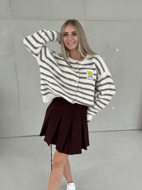 Cardigan ONLY GOOD VIBES creme/Taupe Grey