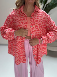Musselin Bluse peach LEO POWER rot/rosa