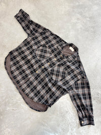 Weiches Oversize Flanellhemd kariert grau/schwarz