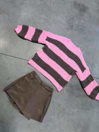 Strickpullover ONLY COZY VIBES rosa/taupe