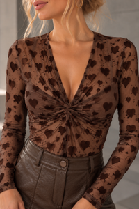 Mesh Body transparent LOVELY HEART chocolate