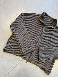 Strickjacke ZIPPER STRIPES dunkelbraun