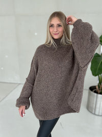 Kuschelweicher OVERSIZE Strickpullover dark coffee