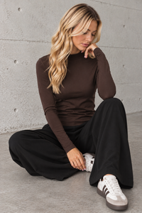 Turtle Neck Viskose Shirt chocolate