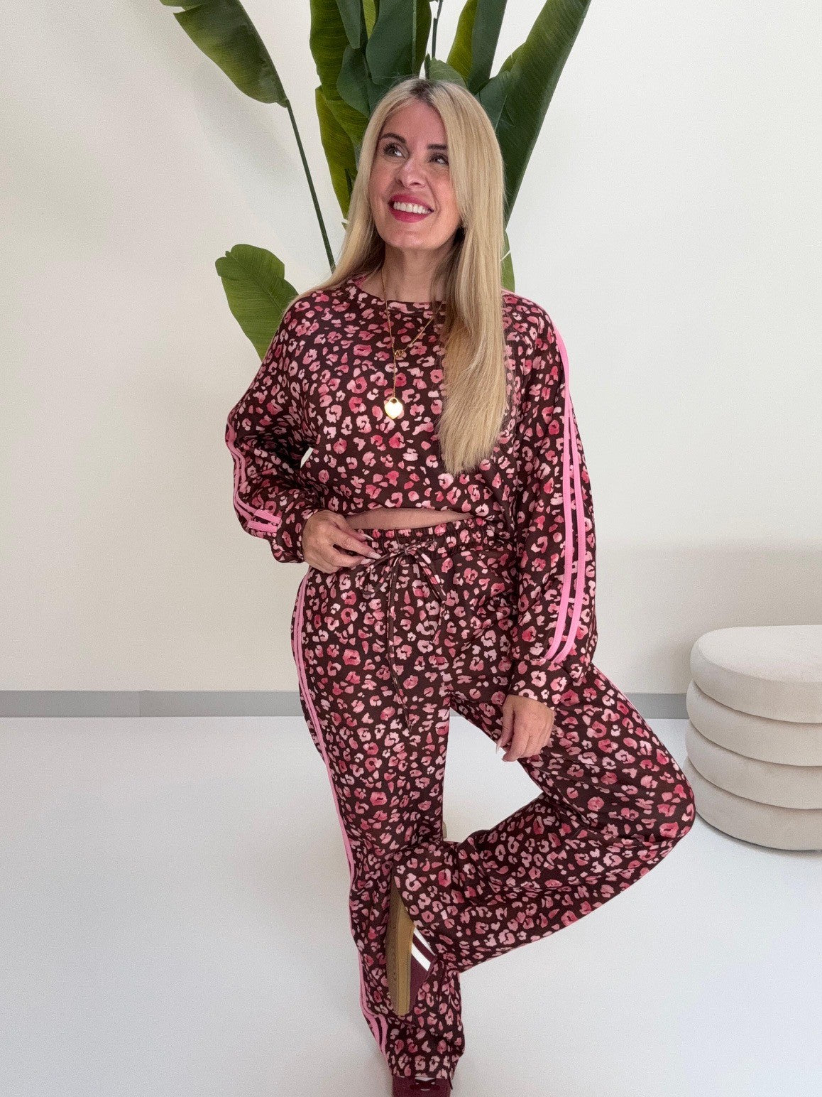 Butterstoff Hose LEO LOUNGE braun/pink