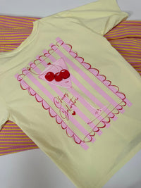 Statement Shirt buttermilk lemon CHEERS mit süßem Cocktailglas