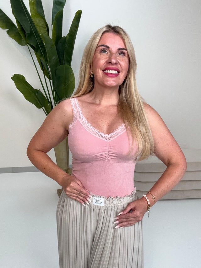Basic Top mit Spitze EVERYDAY`S FAVORITE rosa