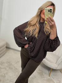 Bluse chocolate LITTLE POLKA DOTS creme