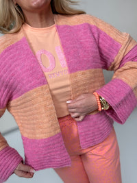 Cardigan BIG BLOCK STRIPES buttermilk lemon/rosa (Kopie)