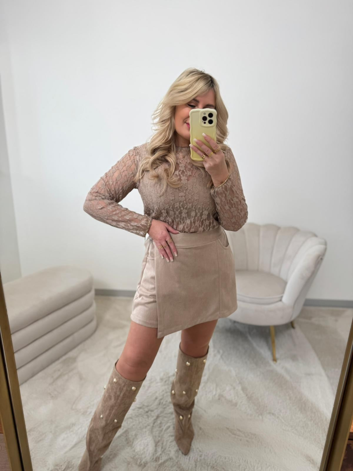 Luxury Velours Hosenrock SOFT BEIGE