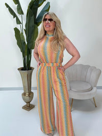 Hose ELEGANT MODE coral/blau/gelb/creme