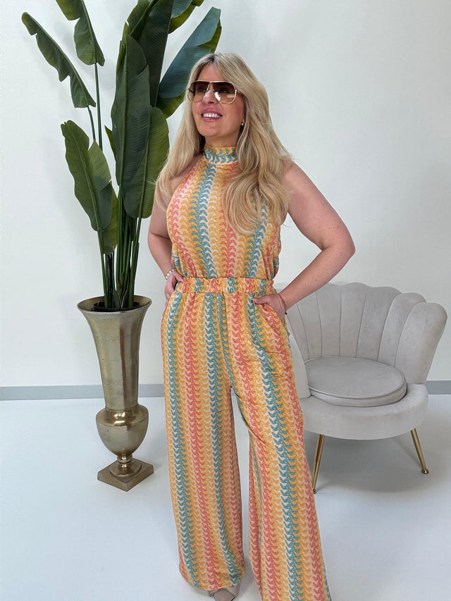 Hose ELEGANT MODE coral/blau/gelb/creme