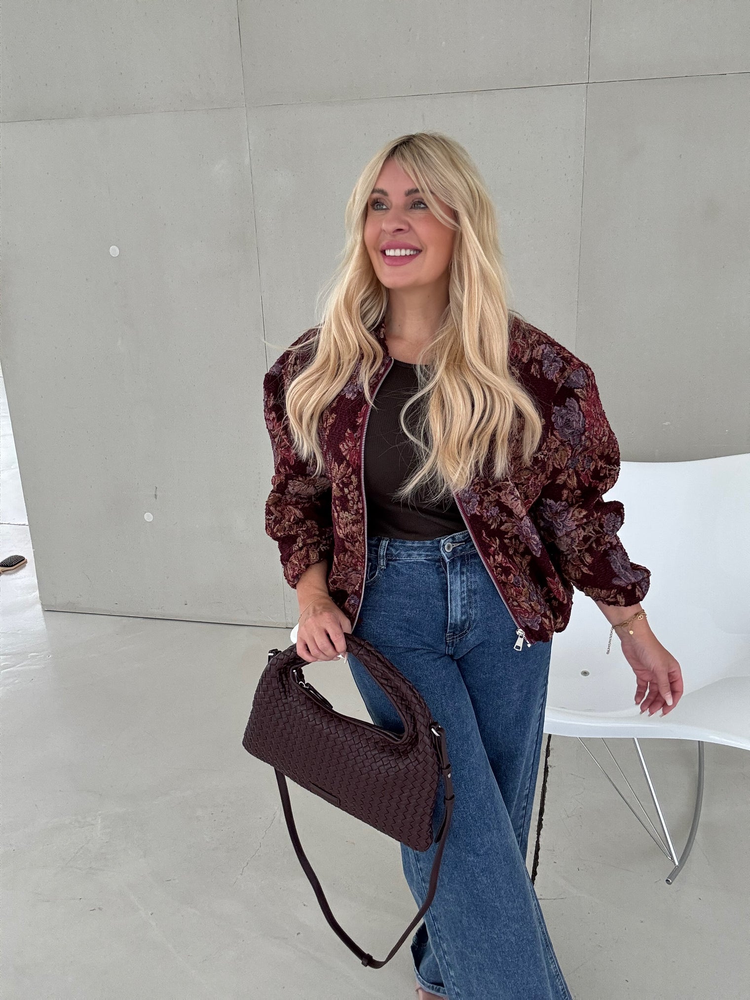 Bomberjacke ROMANTIC FLOWER GARDEN burgundy