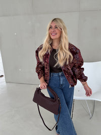 Bomberjacke ROMANTIC FLOWER GARDEN burgundy