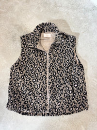 LEO Teddy Weste taupe/schwarz/hellrosa