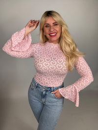 Longsleeve HEART ROMANCE Glockenarm rosa