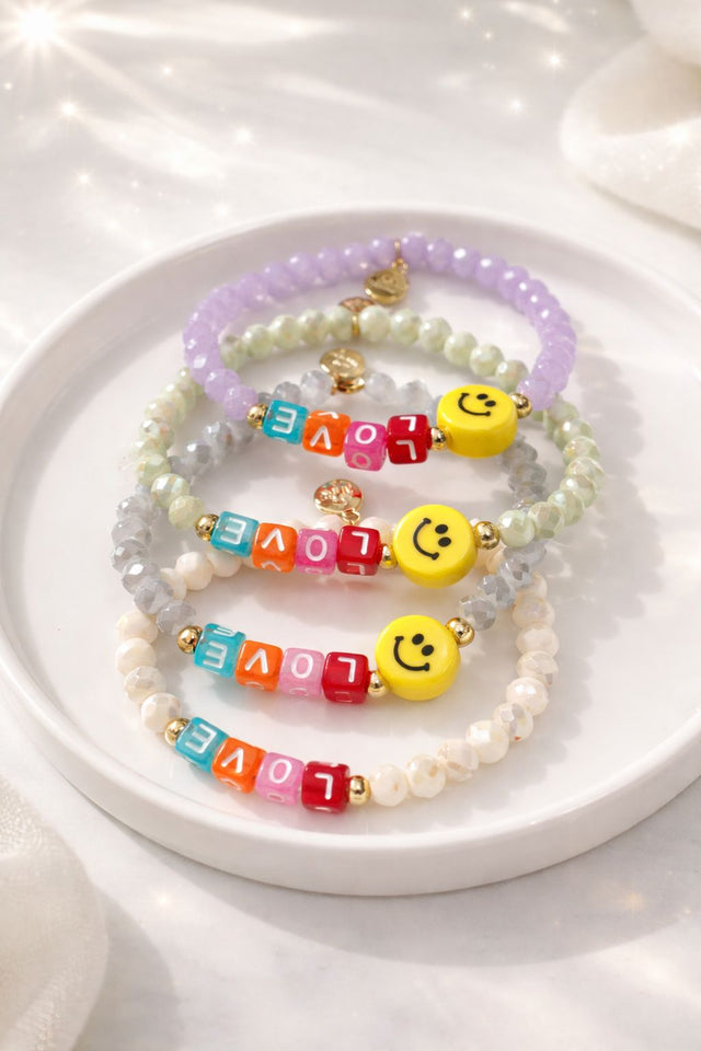 Armband GOOD VIBES ONLY mit Perlen & kleinem Anhänger