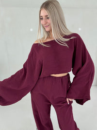 Musselin Set ROME burgundy