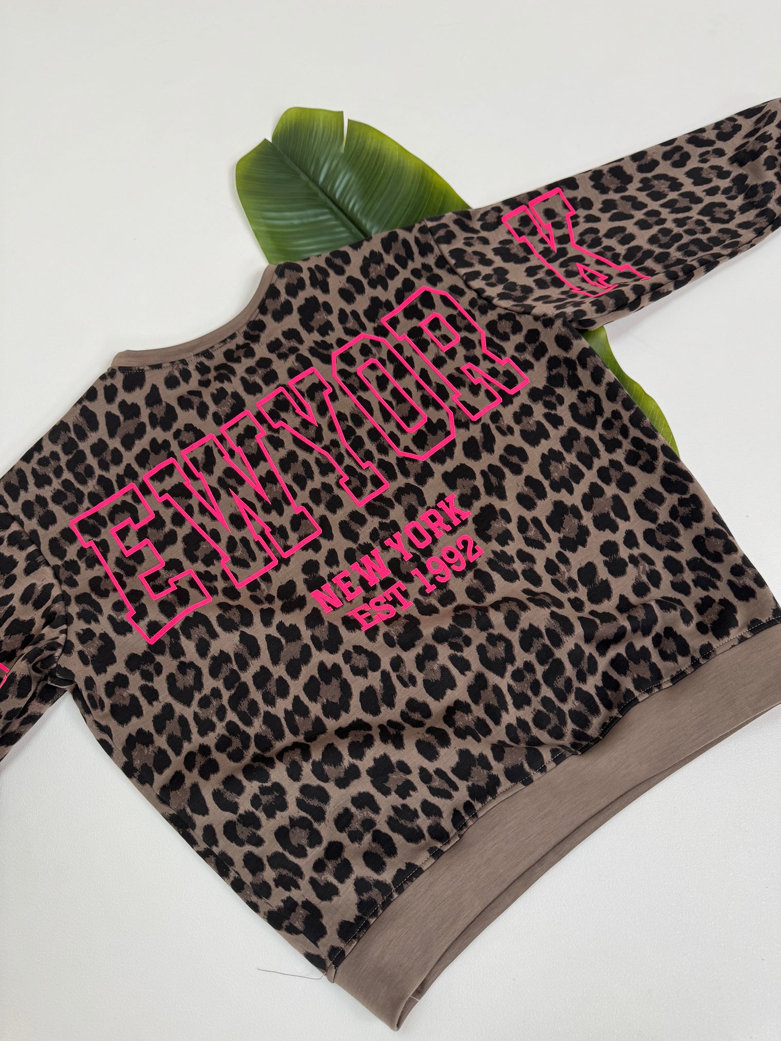Butterstoff Pullover LEO mit Rückenprint NEW YORK taupe