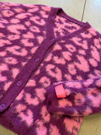 Strickjacke mit Knopfleiste pflaume/rosa LEO