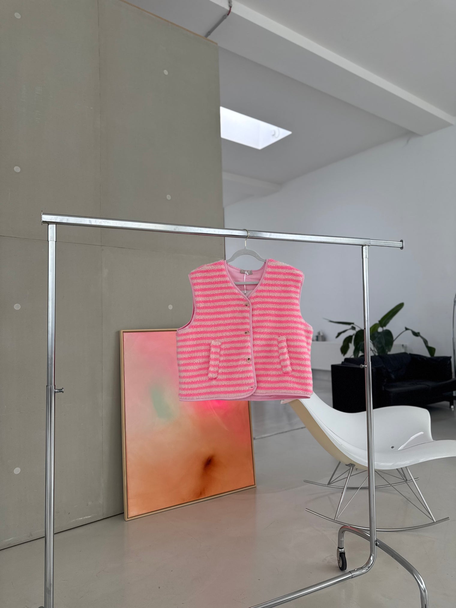 Teddyweste Stripes rosa Candy Pink