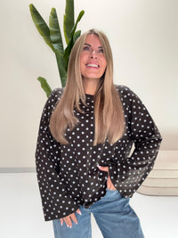 Longsleeve DOTS mit leicht ausgestelltem Ärmel chocolate
