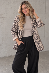 Stretch Butterstoff Blazer LOOK TO THE SKY LEO taupe/schwarz