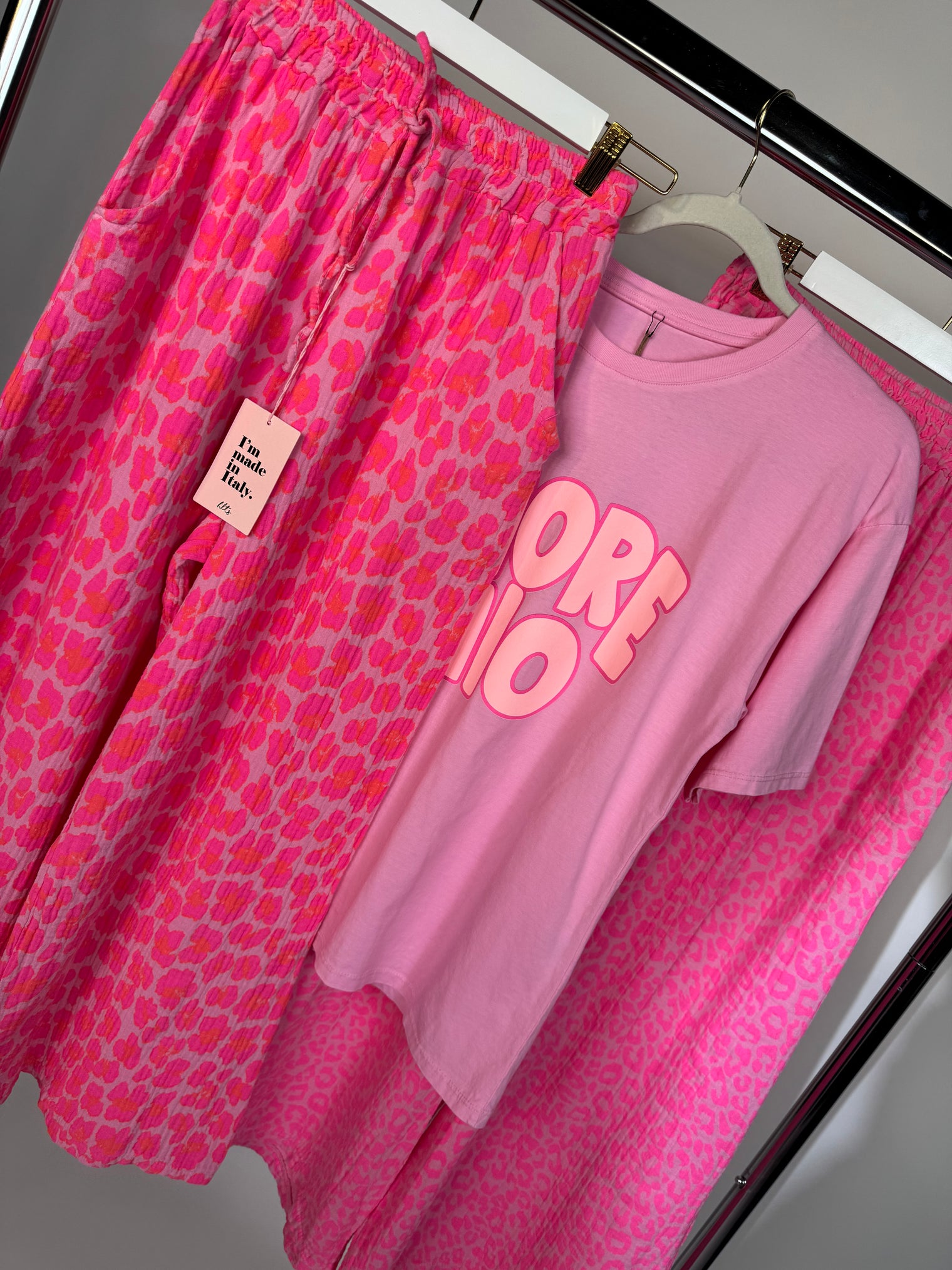 Stylische Musselin Hose rosa LEO POWER pink&orange