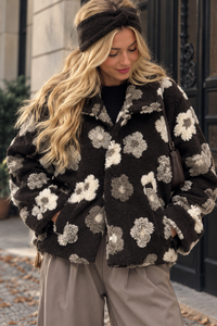 Jacke FLEUR DE LUXE mit 3D-Blütenapplikation chocolate
