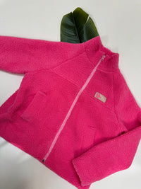 Kuschel Jacke mit Reißverschluss & Patch BE THE REASON FOR SMILES TODAY pink