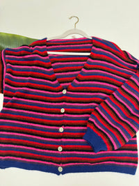 Kuschel Strickjacke mit Knopfleiste blau/pink/rot/burgundy
