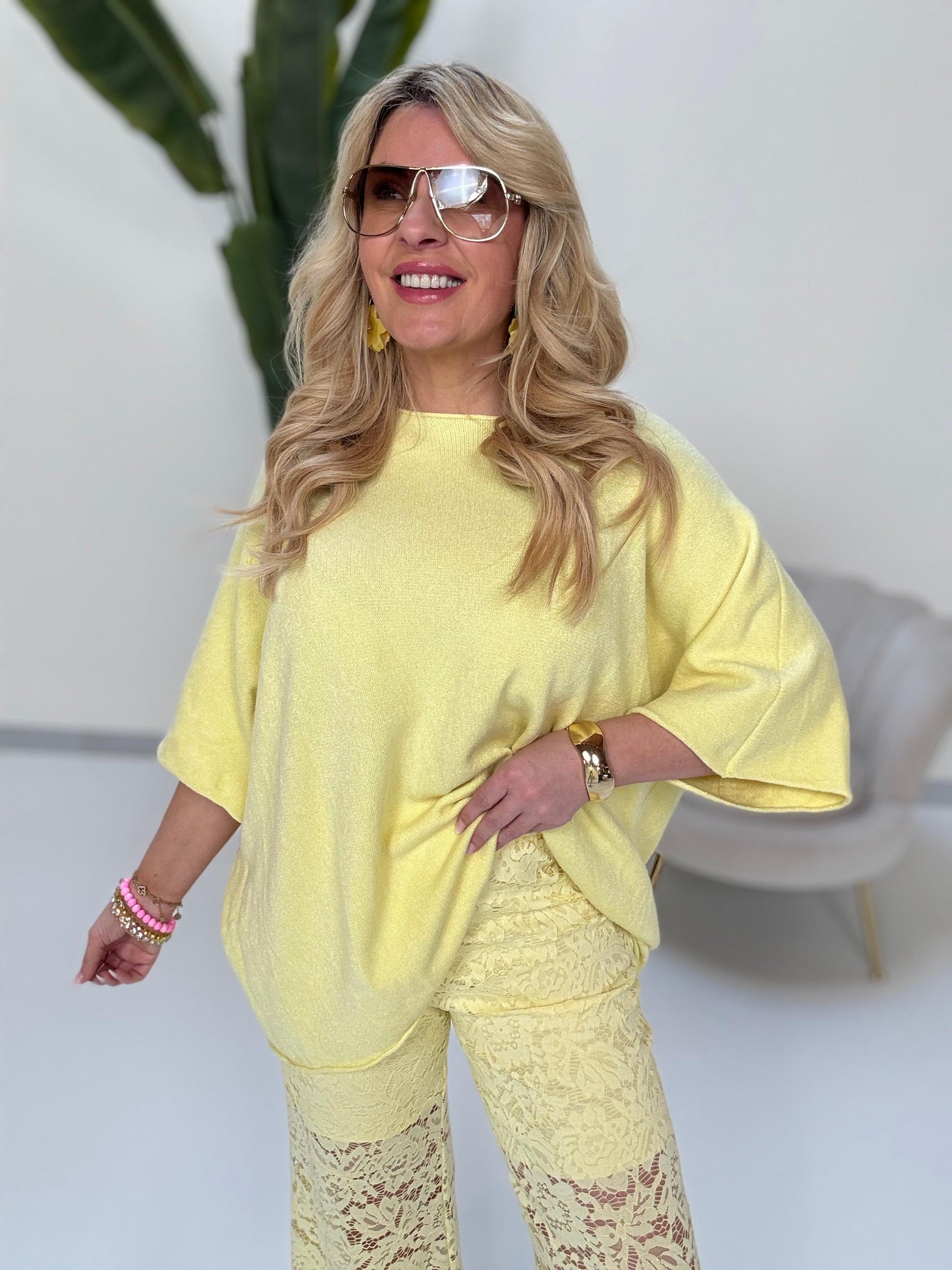 Leichter Sommerstrick Pullover BE YOUR OWN SUN buttermilk lemon