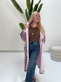 Butterstoff Mantel hellrosa LEO POWER schwarz/taupe mit Zipper & Kapuze