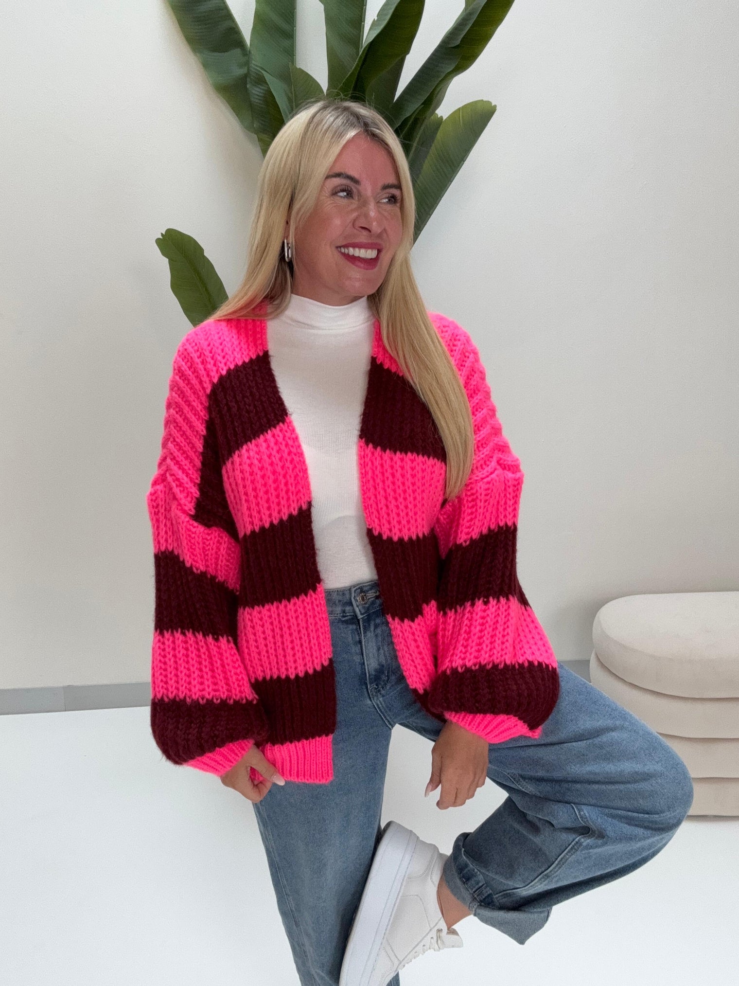 Strickjacke ONLY COZY VIBES pink/cherrybraun