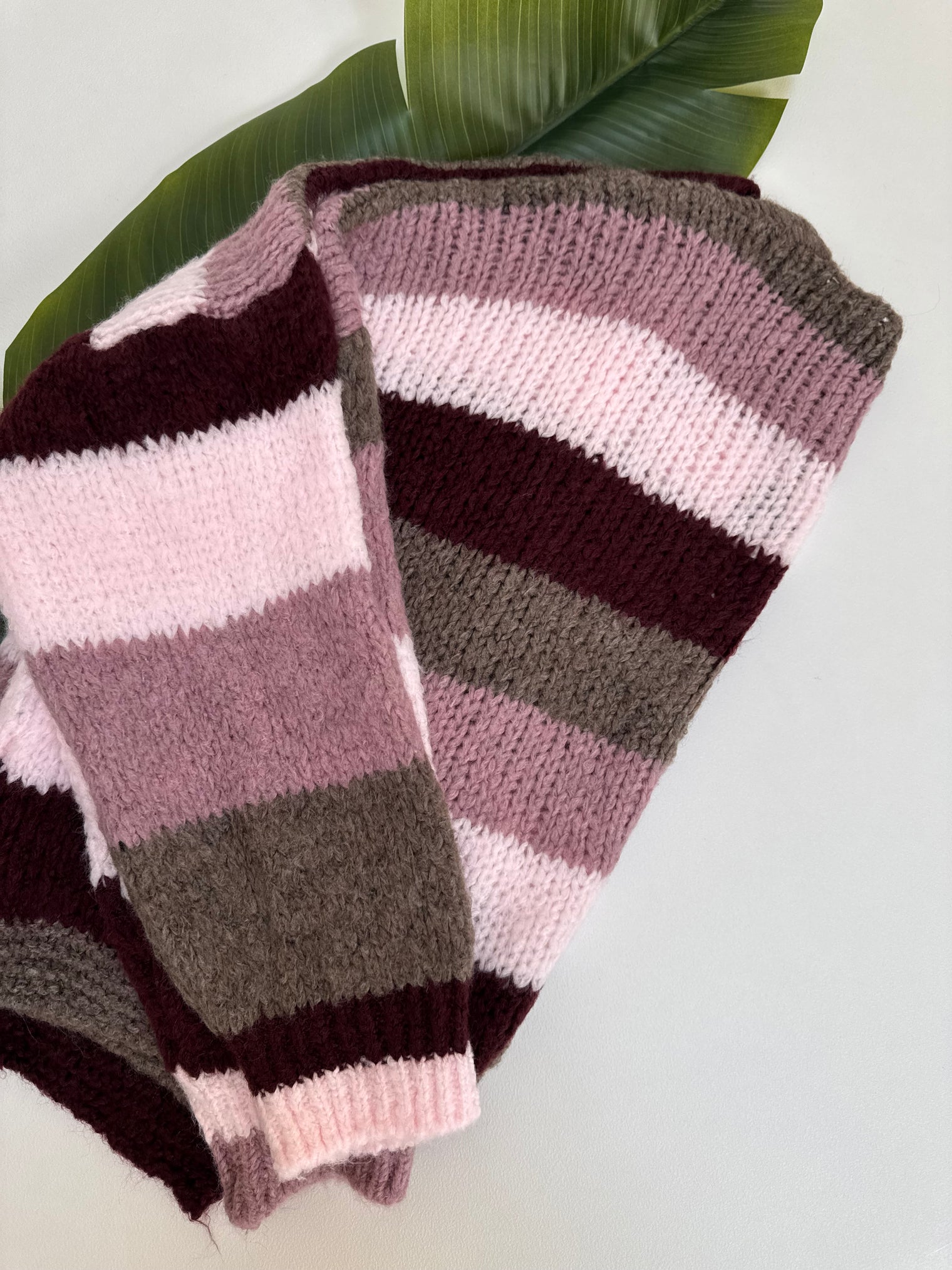 Strickjacke HAPPY BLOCK STRIPES burgundy/taupe/rosa