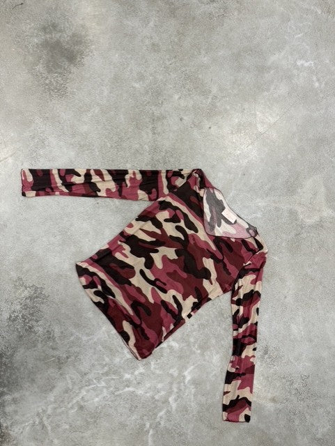 Camouflage Cashmere Langarmshirt cherry/burgundy/taupe
