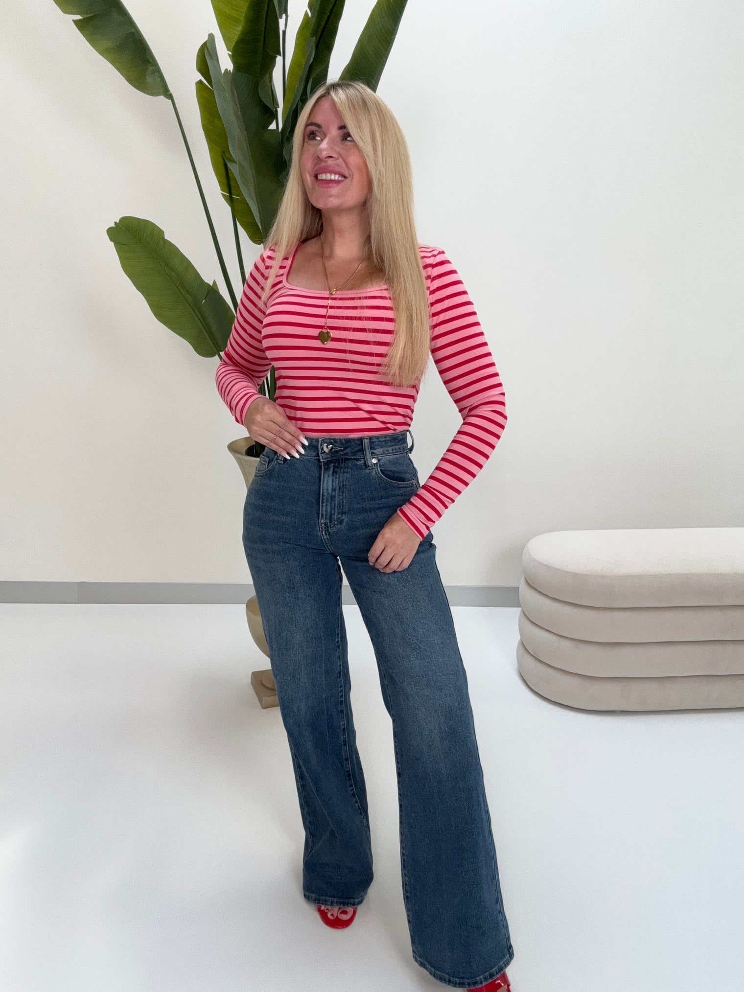 Stretch Jeans denim blue HEART LOVER mit Herztaschen