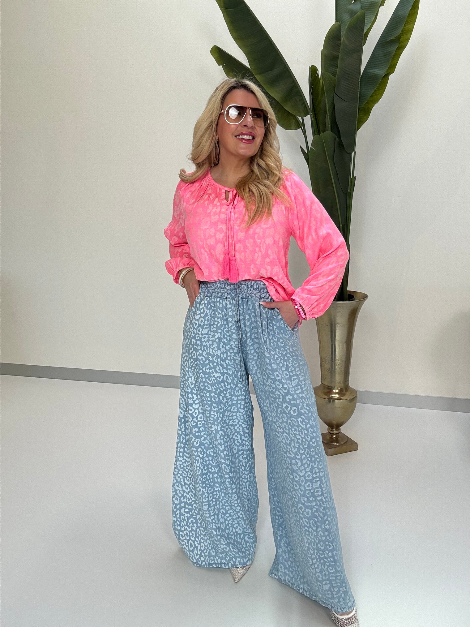 Bluse Hot pink rosa LEO Glamour