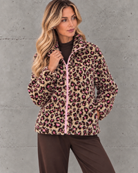 LEO Teddy Jacke  creme/burgundy/camel