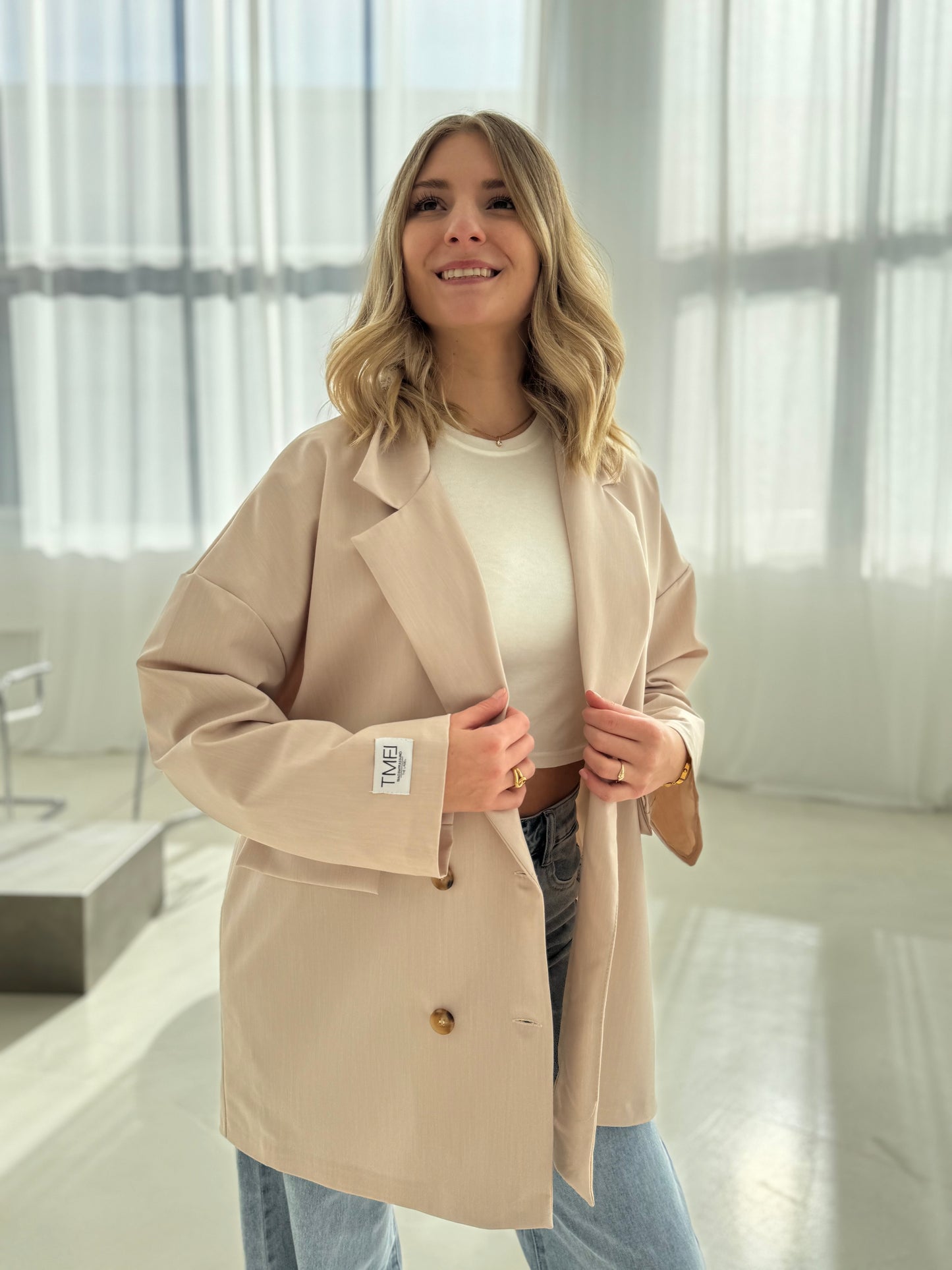 Signature Blazer mit Patch beige