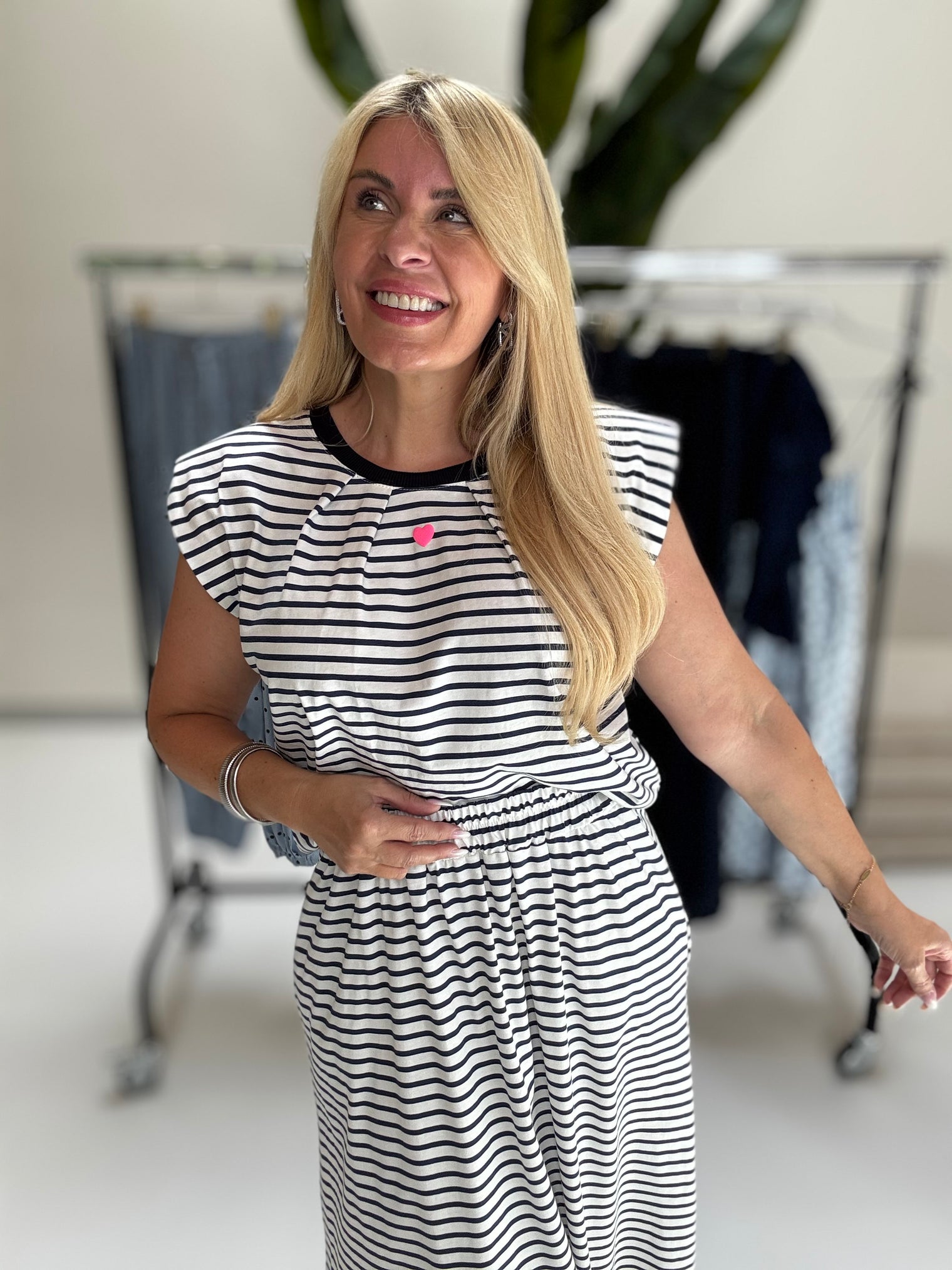 Statement Shirt mit leichten Schulterpolstern LITTLE HEART weiß/blueberry